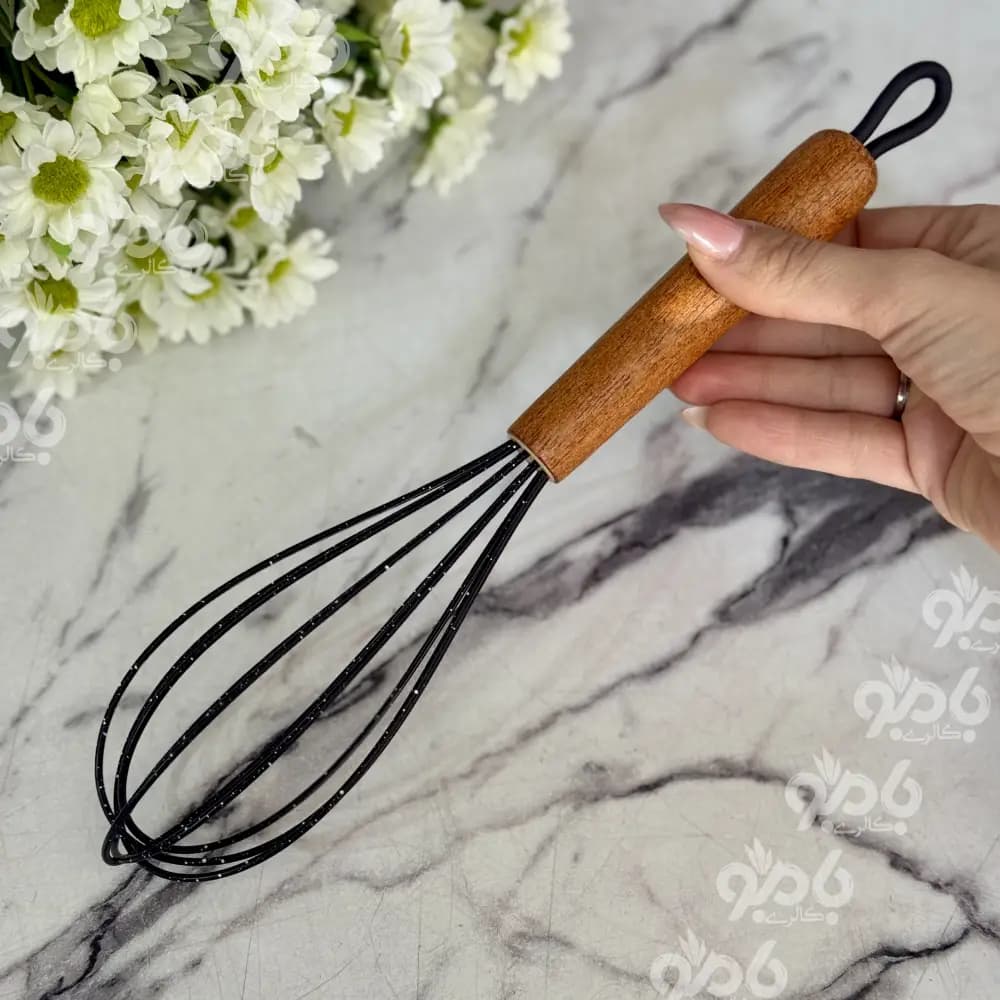 همزن سیلیکونی دسته چوب موموD34