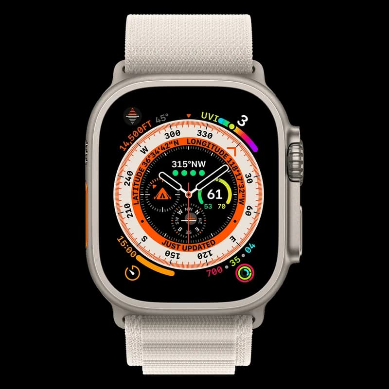ساعت هوشمند اپل مدل الترا 1 تیتانیومی سری 49 میلی متری بند آلپاین | apple watch ultra1 alpine band titanium case 49mm — تصویر ۷
