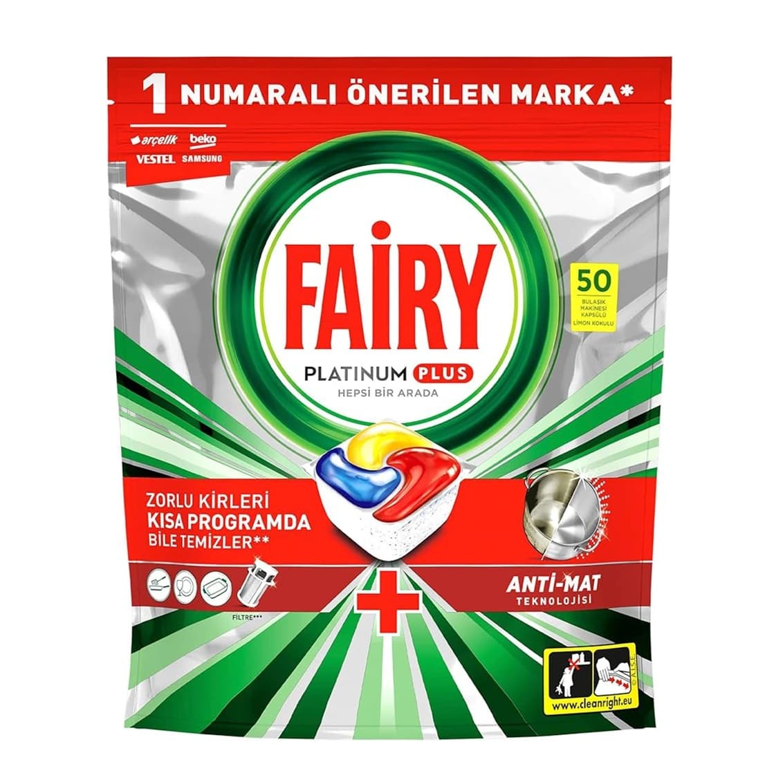 قرص ماشین ظرفشویی فیری پلاتینیوم پلاس همه کاره 50 عددی Fairy Platinum Plus