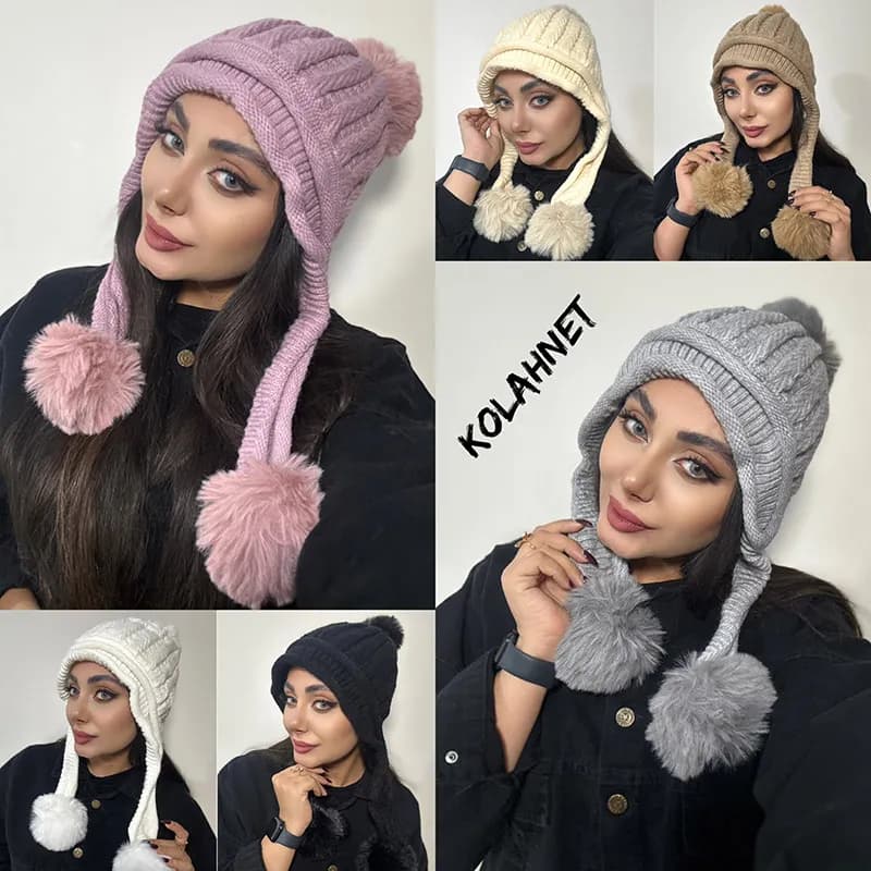 کلاه بافت منگوله دار کد 5268