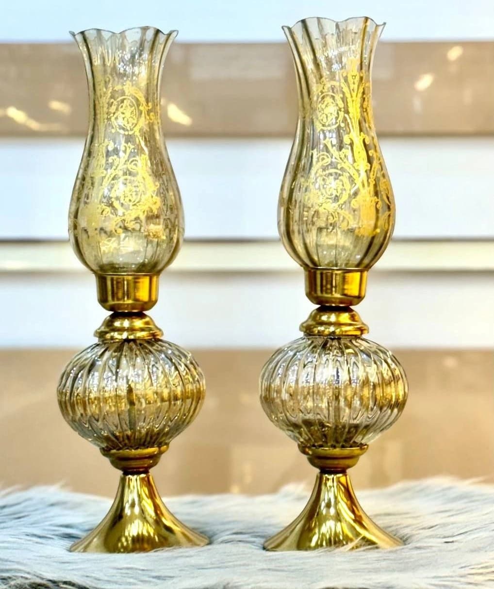 شمعدان لاله طلایی جفتی