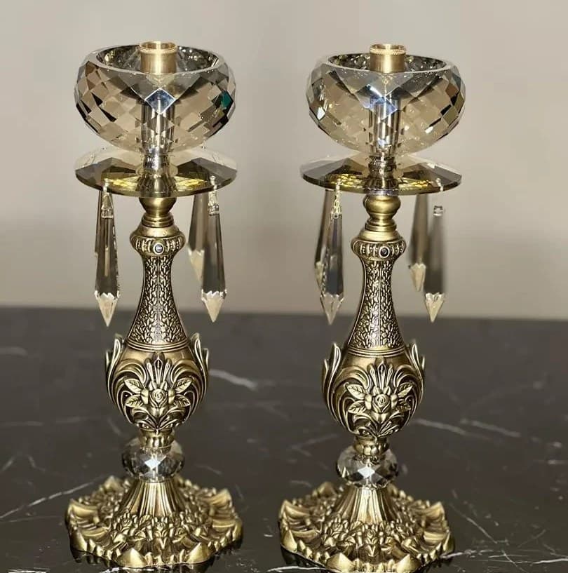 شمعدان رومیزی طرح گل و برگ-مجموعه دو عددی