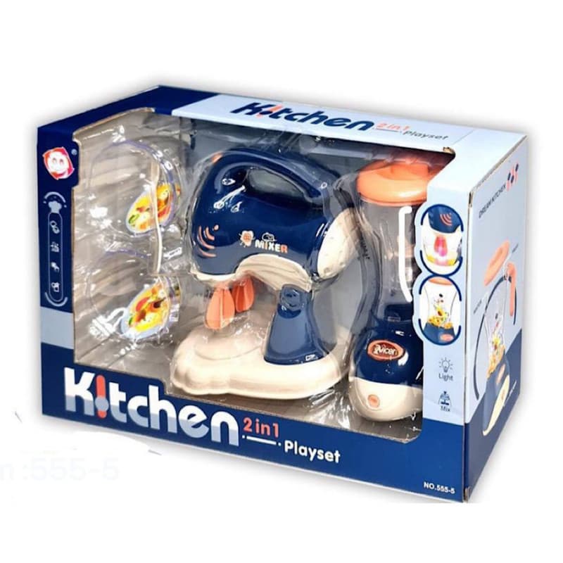 ست اسباب بازی آشپزخانه ناب سل مدل میکسر و مخلوط کن چراغدار باتری خور کد KITCHEN 2 IN 1 PLAYSET مجموعه 5 عددی — تصویر ۲