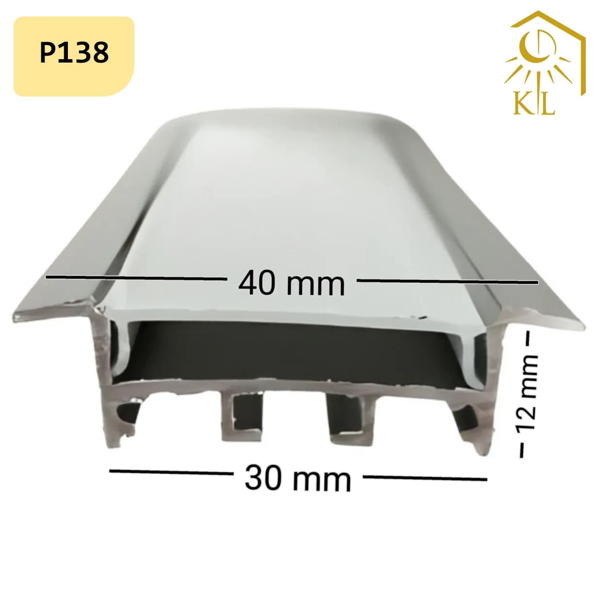 قاب چراغ لاینی توکار کد P138 رویه 40 میلیمتری برش 30 میلیمتری