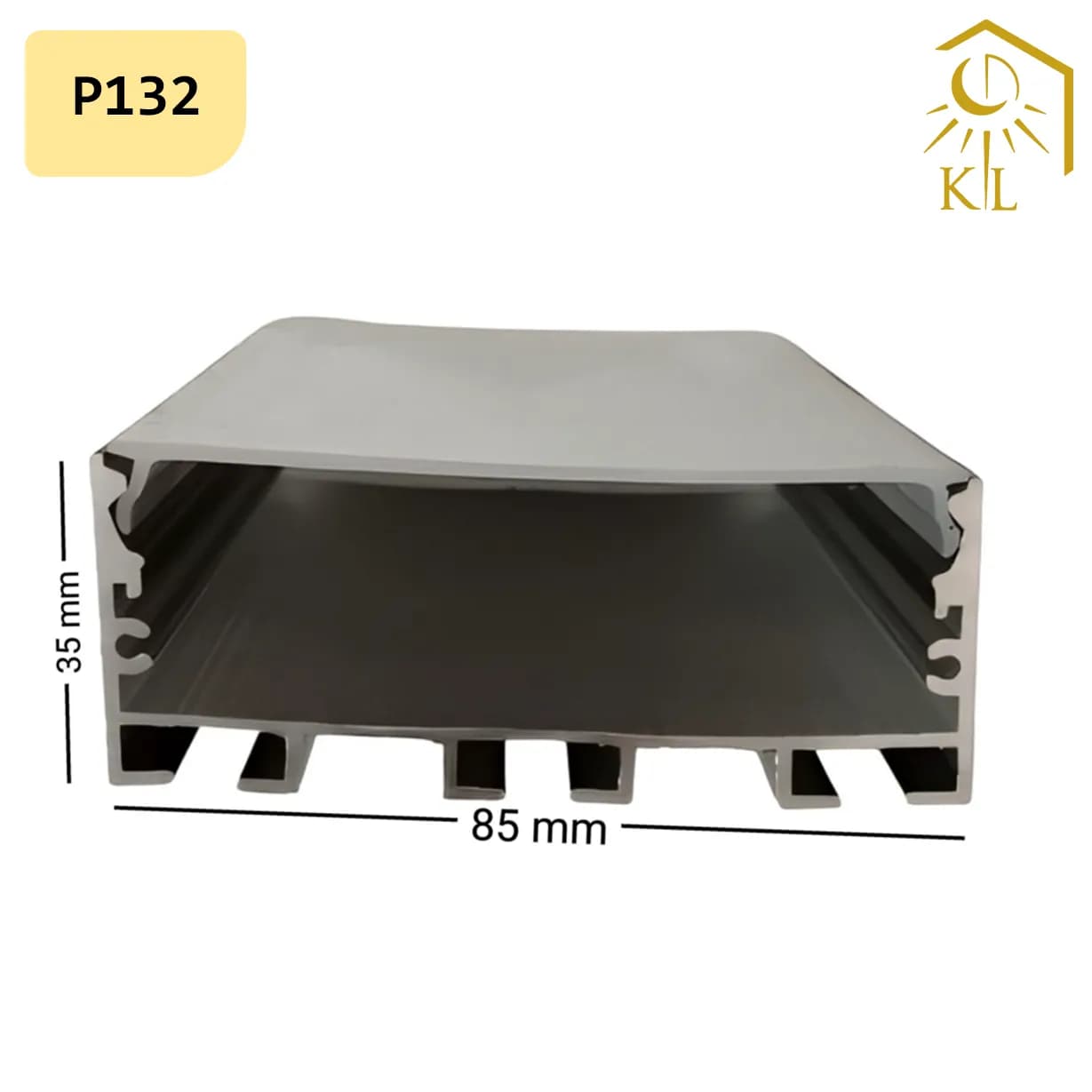 قاب چراغ لاینی توکار کد P132 رویه 85 میلیمتری ارتفاع 35 میلیمتری — تصویر ۲