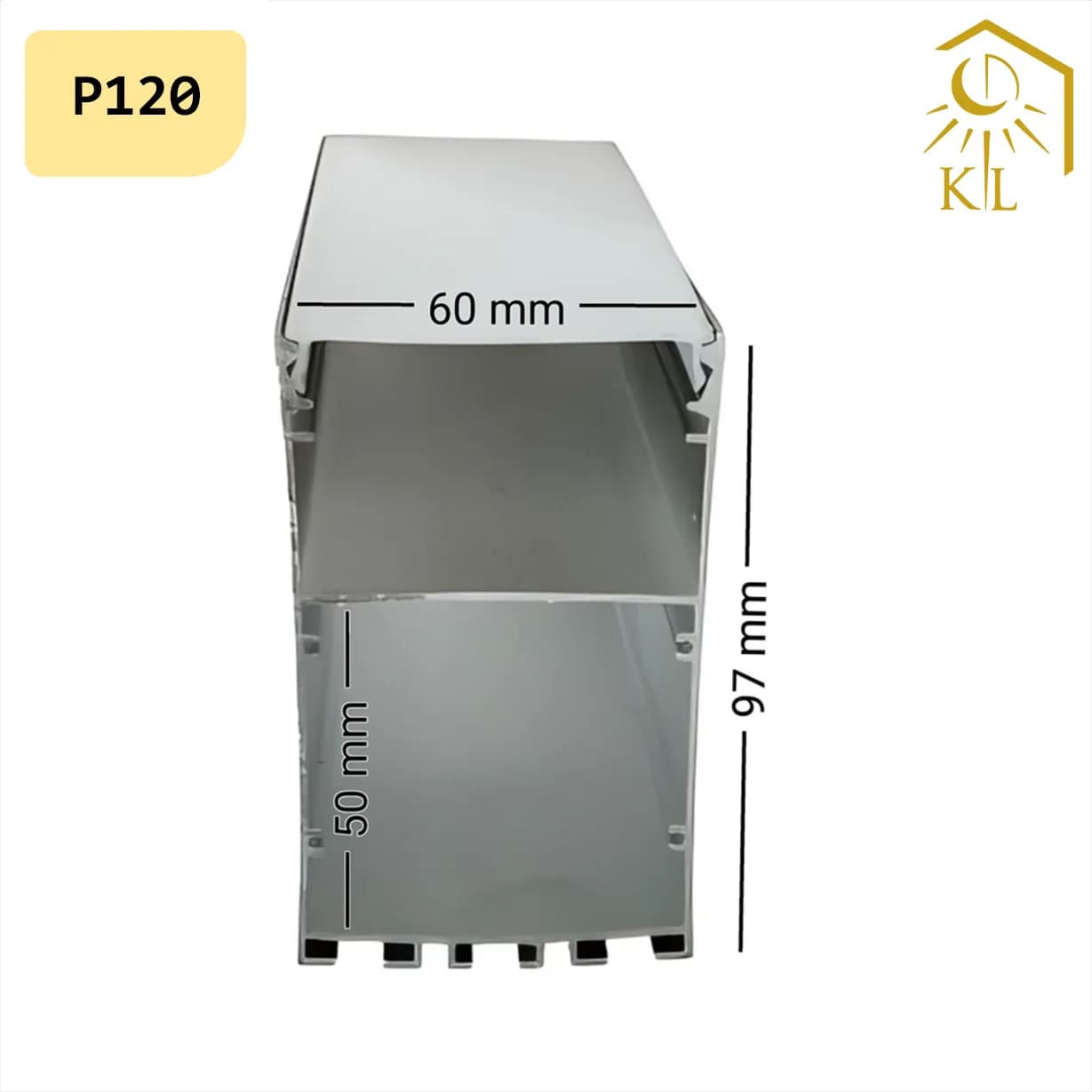 قاب چراغ لاینی آویز کد P120 رویه 60 میلیمتری ارتفاع 97 میلیمتری