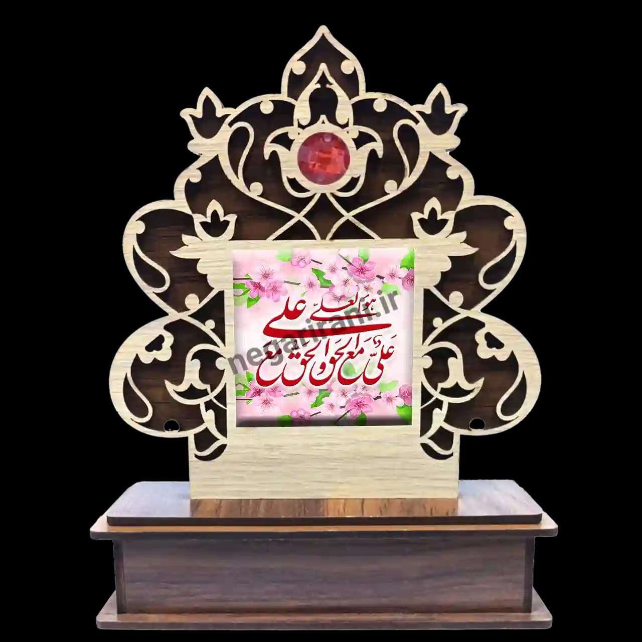 تندیس کاشی گلدار علی مع الحق و الحق مع علی 2D 186 — تصویر ۲