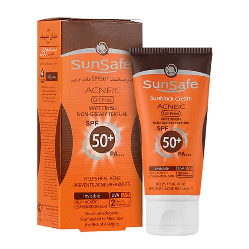 کرم ضد آفتاب بی رنگ SPF50 فاقد چربی سان سیف حجم ۵۰ میل — تصویر ۲
