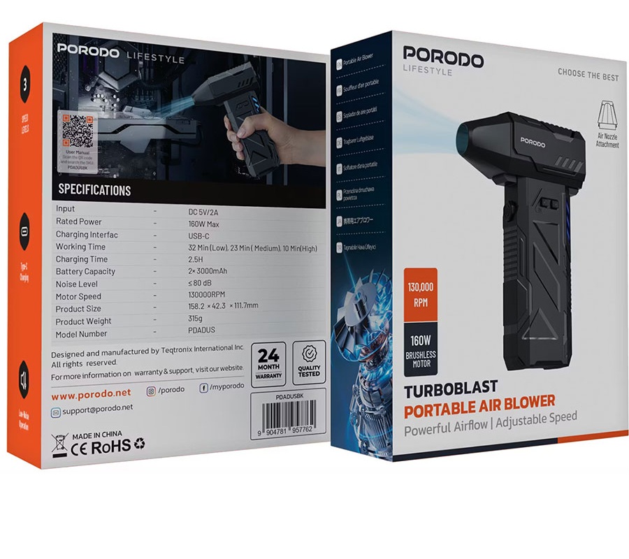 جت فن توربو پرودو مدلPorodo Turboblast Portable Air Blower PDADUS — تصویر ۳