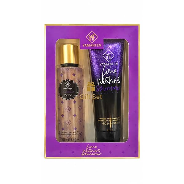 ست هدیه بادی میست اکلیلی و لوسیون بدن یامانفن مدل Love Wishes Shimmer — تصویر ۲