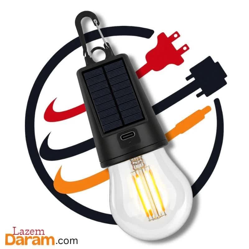 لامپ شارژی مسافرتی و کمپینگ مدل T01 | خورشیدی (سولار) و تایپسی (Warm Light)
