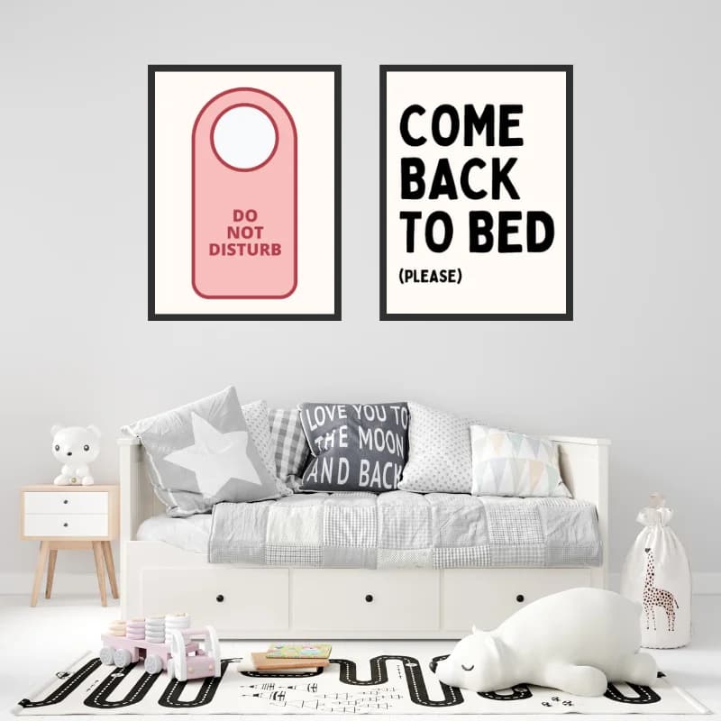 تابلو دکوراتیو دو تکه نوشته Come back to bed