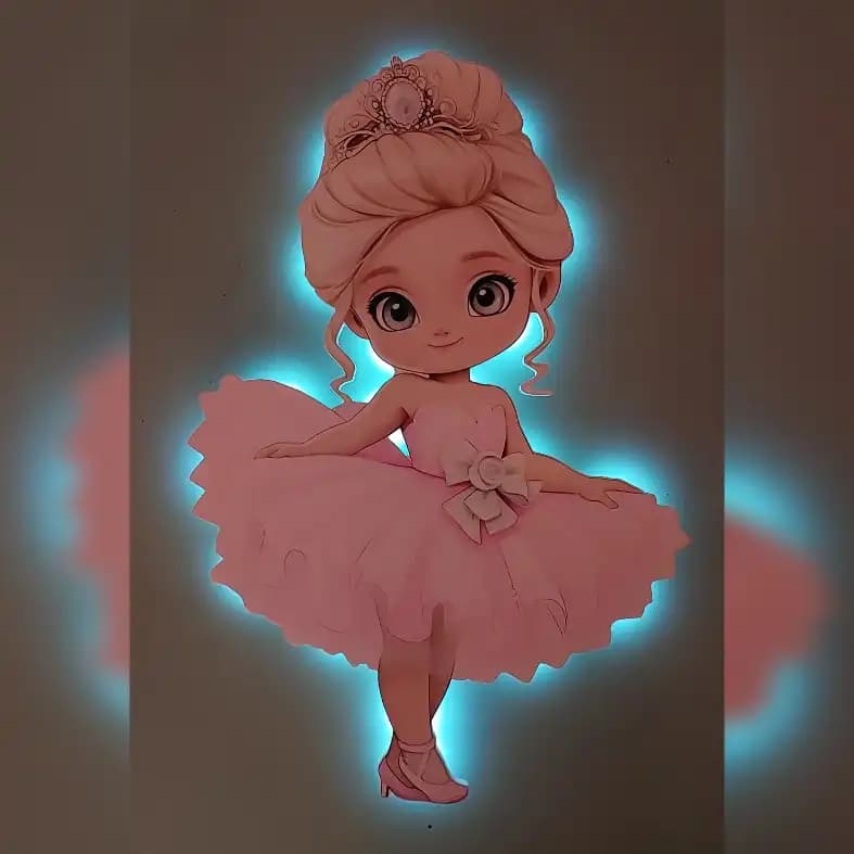 چراغ خواب کودک طرح پرنسس صورتی سفید LU013 | مونیموکالا — تصویر ۳