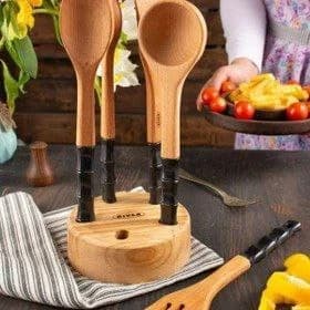 ست کفگیر ملاقه سیلیکونی مشکی ریور کد 8439