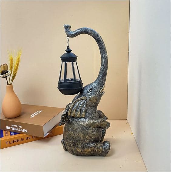 مجسمه چراغدار خورشیدی فیل مخصوص باغ و حیاط