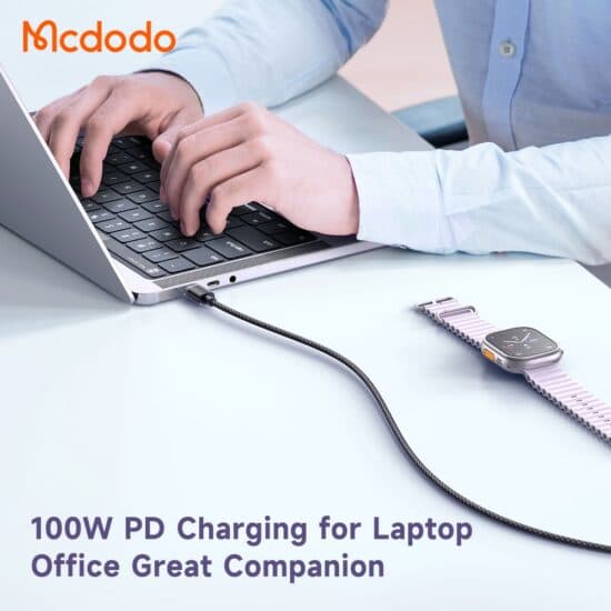 کابل شارژ تایپ سی به تایپ سی 100 وات مک دودو MCDODO CA-3673 طول 180 سانتیمتر — تصویر ۷