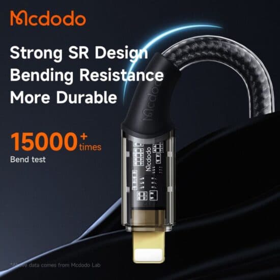 کابل شارژ تایپ سی به لایتنینگ 36 واتی مک دودو MCDODO CA-1592 طول 180 سانتیمتر — تصویر ۲