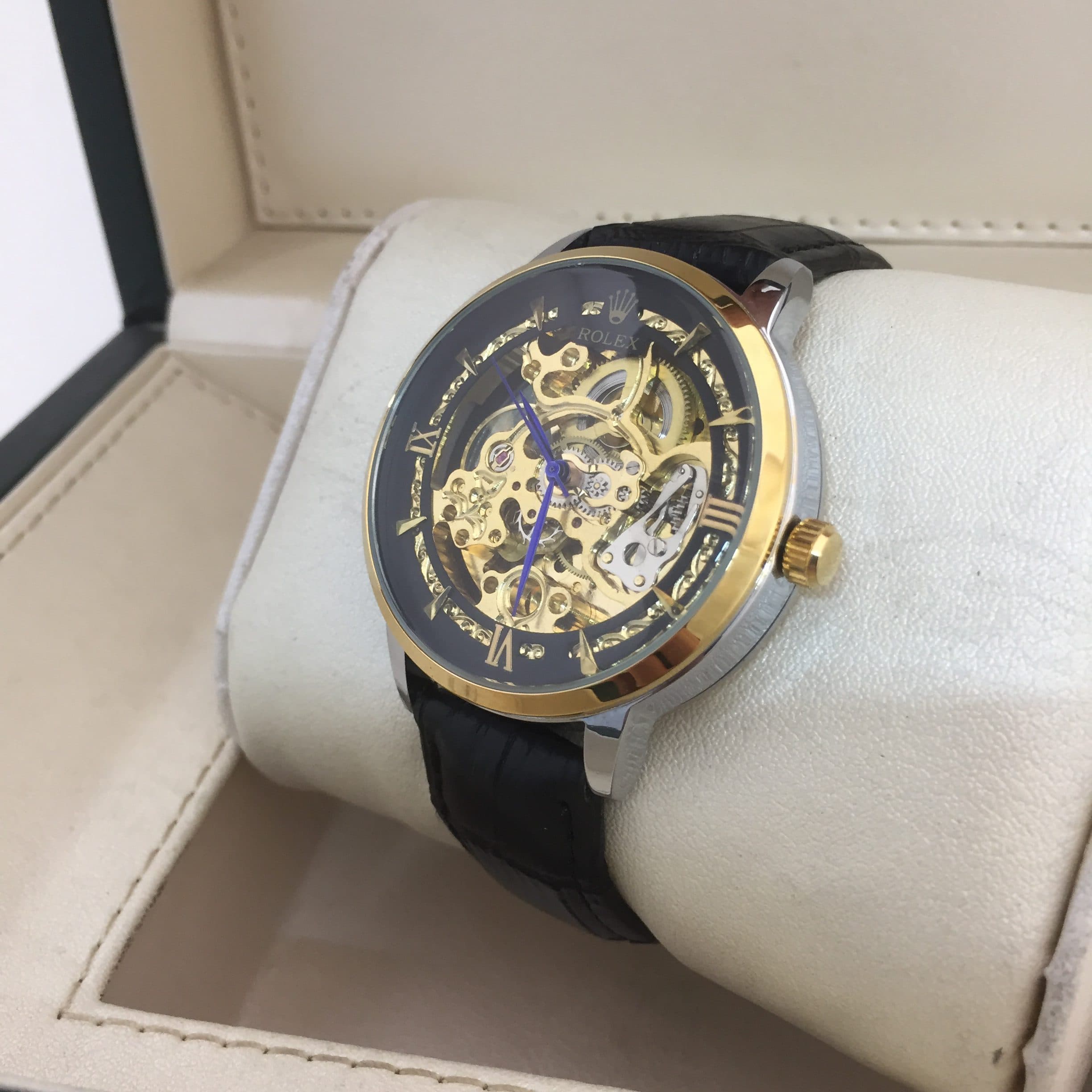 ساعت مچی مردانه رولکس اتومات مدل ROLEX-SkilJP10 بند چرمی — تصویر ۴