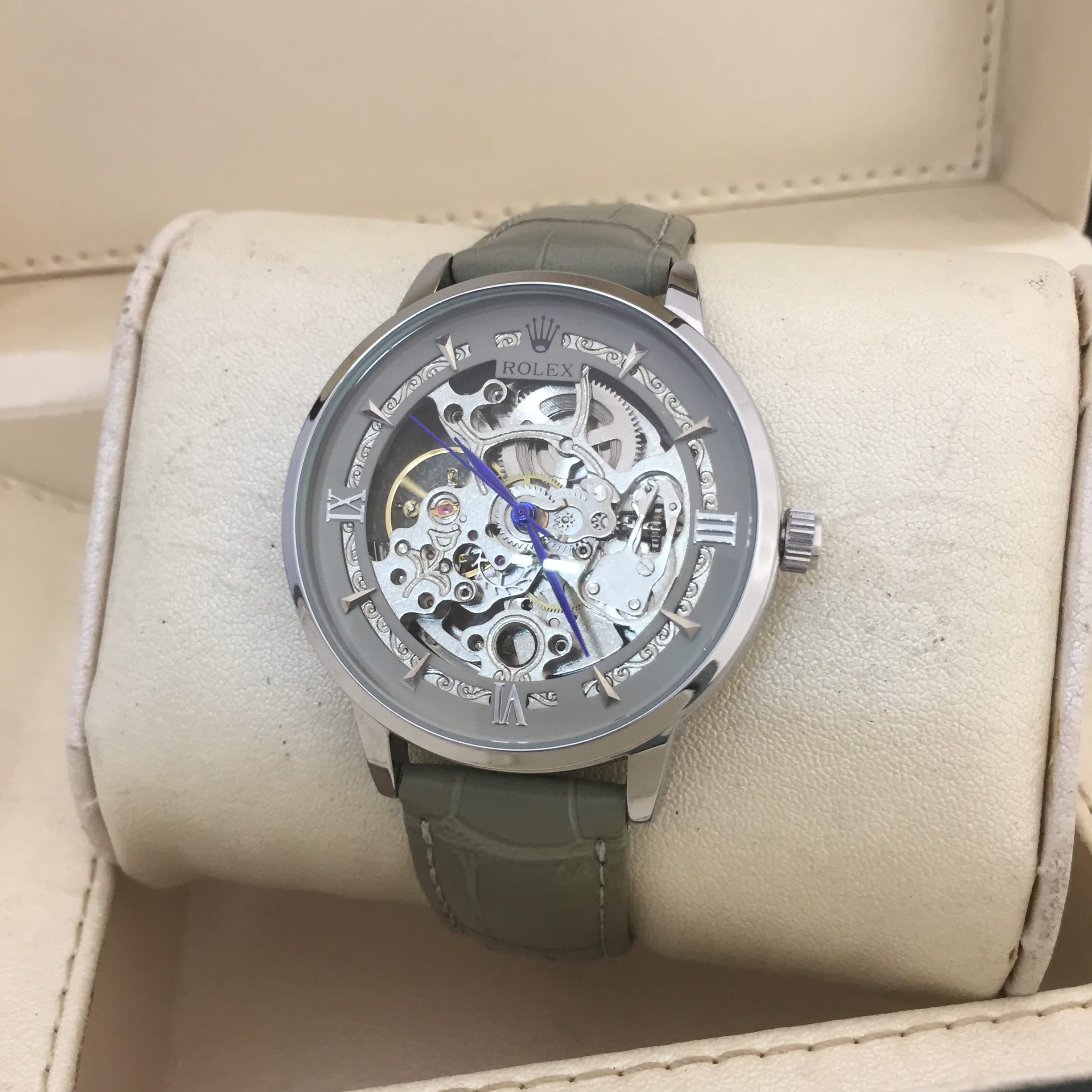 ساعت مچی مردانه رولکس اتومات مدل ROLEX-SkilJP06 بند چرمی — تصویر ۳