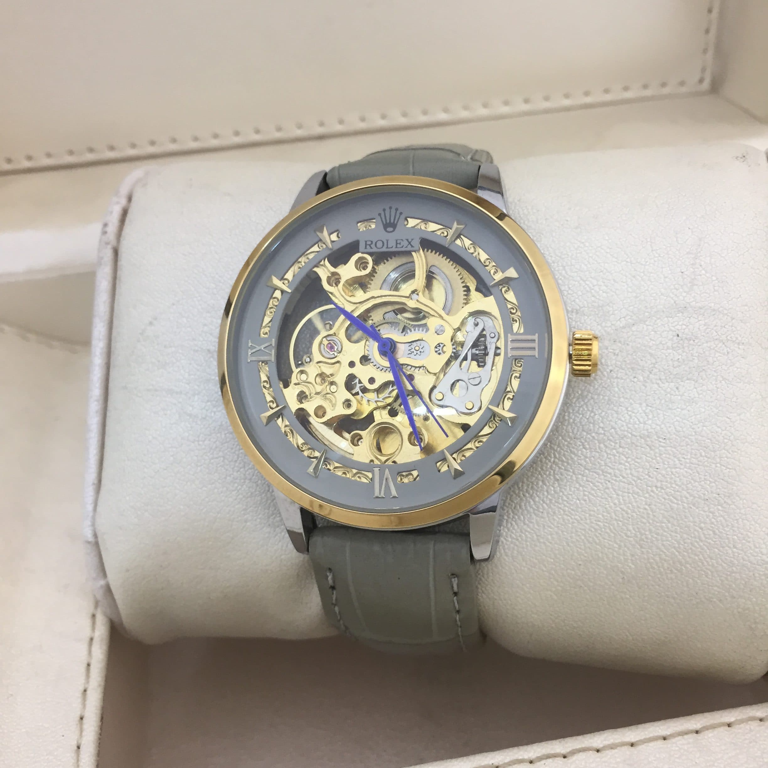 ساعت مچی مردانه رولکس اتومات مدل ROLEX-SkilJP02 بند چرمی — تصویر ۳