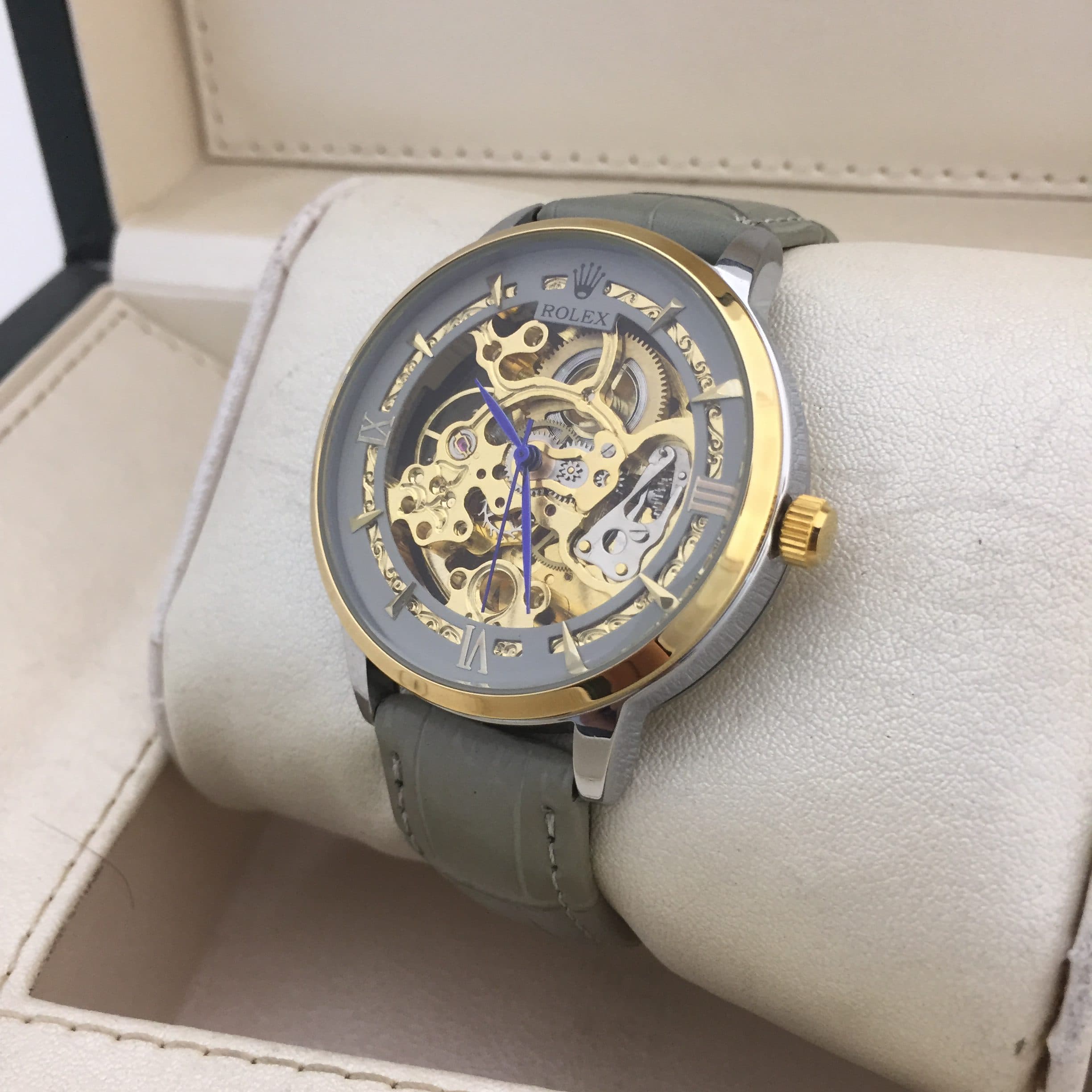 ساعت مچی مردانه رولکس اتومات مدل ROLEX-SkilJP02 بند چرمی — تصویر ۴