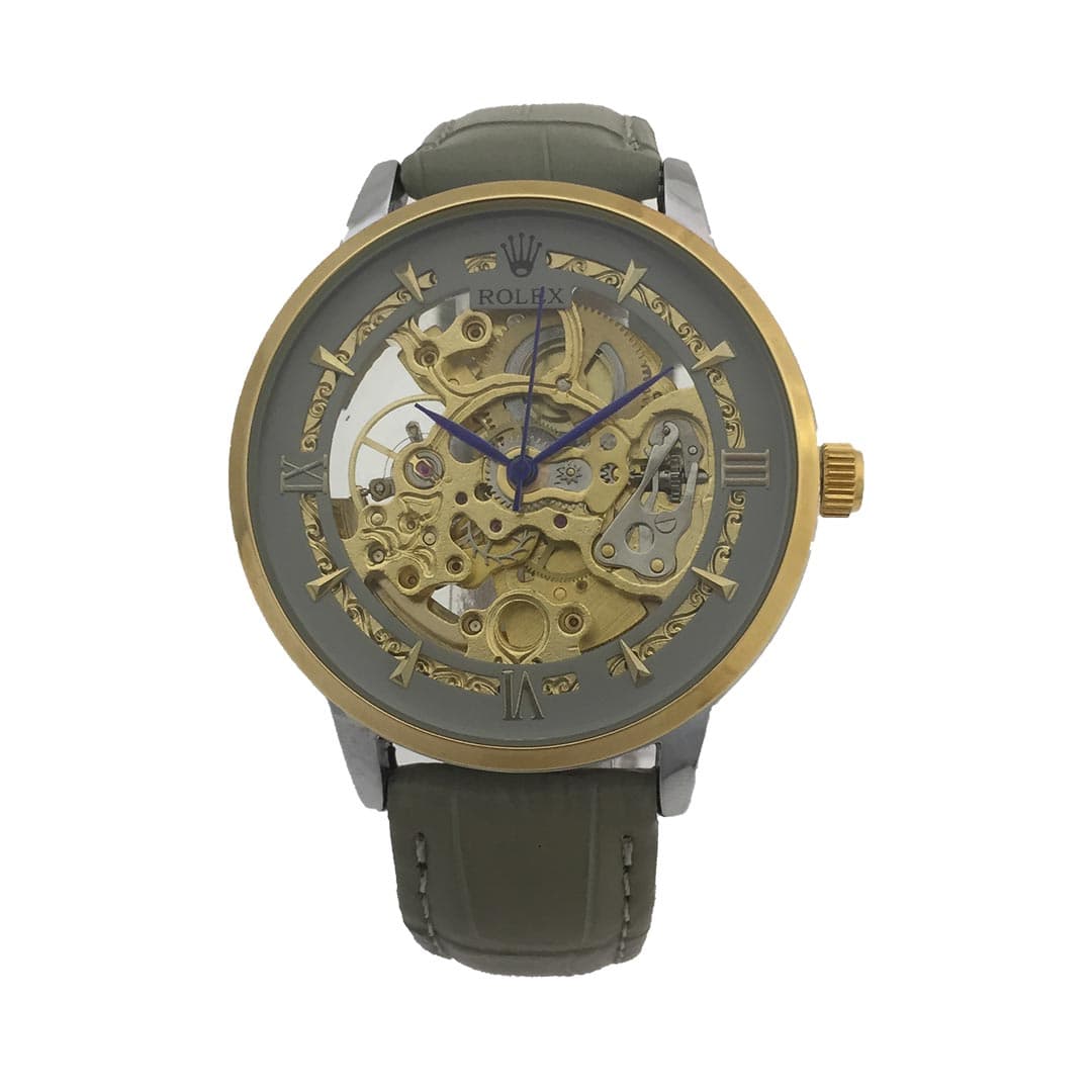 ساعت مچی مردانه رولکس اتومات مدل ROLEX-SkilJP02 بند چرمی — تصویر ۲