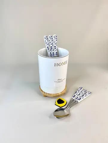 جا قاشقی سرامیکی گرد سفید HOME
