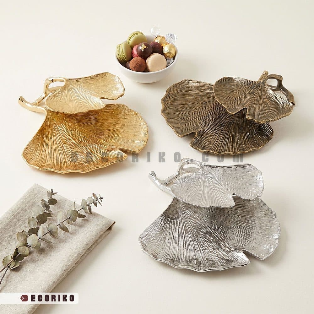 شیرینی خوری دو طبقه مدل برگ Ginko Leaf