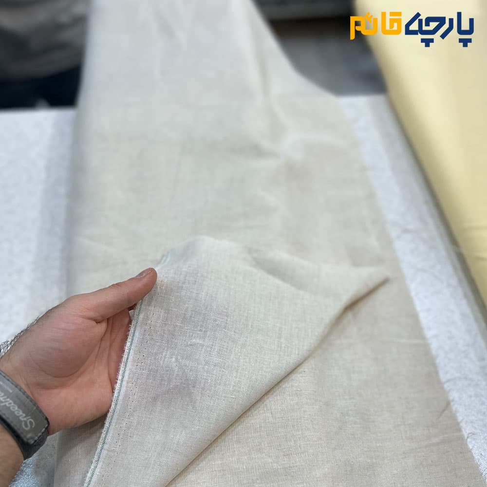 پارچه بهاره تابستانه لینن ایتالیایی رنگ کرم نچرال (طبیعی) عرض ۱۴۵ کد5708
