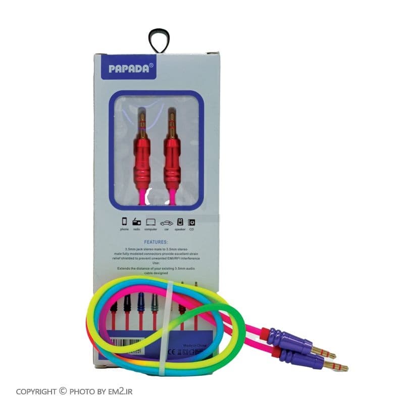 کابل AUX کنفی رنگی پاپادا مدل PAPADA PL-15