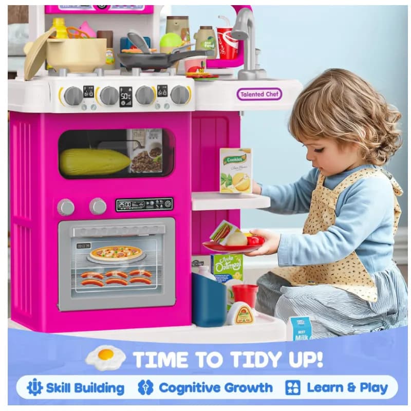 ست اسباب بازی میز آشپزخانه بزرگ صورتی مدل home chef کد 928-82 — تصویر ۷