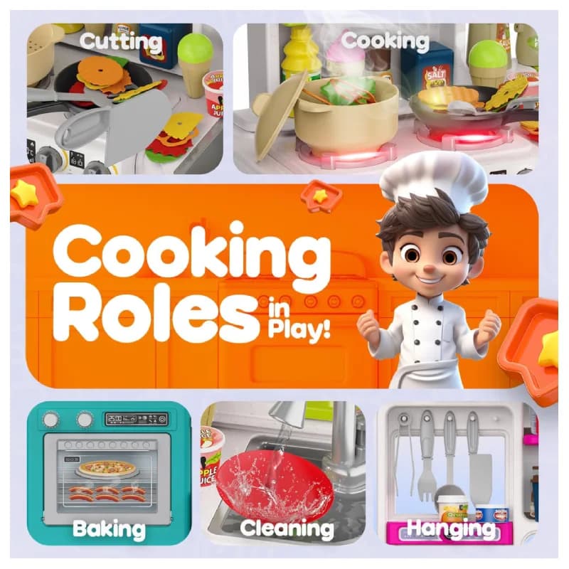 ست اسباب بازی میز آشپزخانه بزرگ صورتی مدل home chef کد 928-82 — تصویر ۲