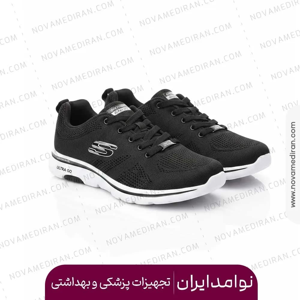 کفش مردانه پاتکان طب طرح اسکیچرز مردانه کد 1668 مشکی زیره سفید — تصویر ۲