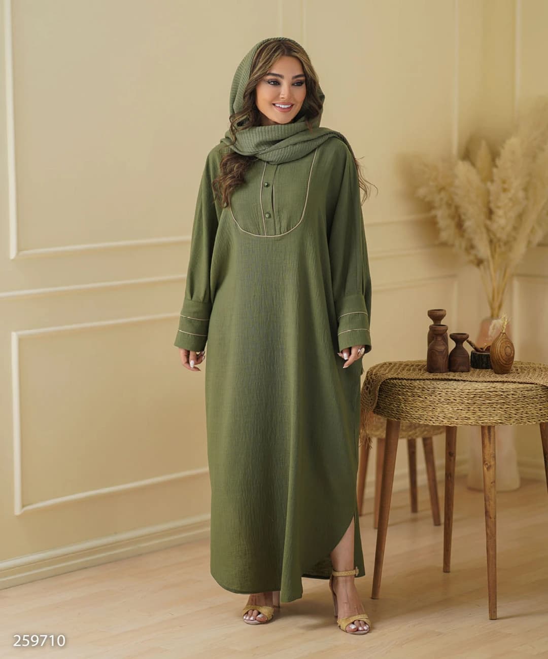 کفتان قیطون دوزی لینن زارا یقه ایستاده مدل لیدیا |کد:6010 — تصویر ۵