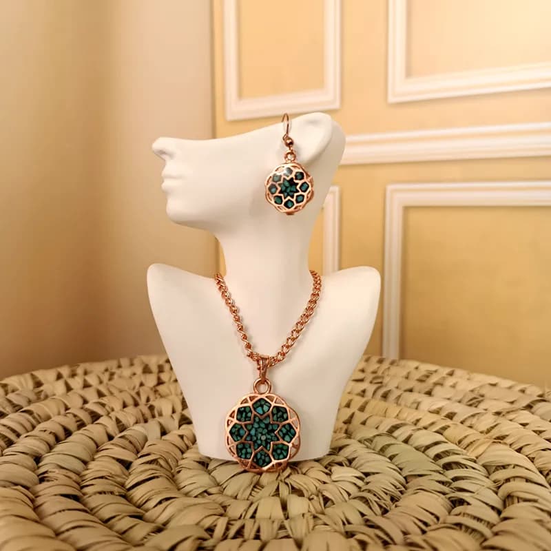 نیم ست مسی فیروزه کوب کد 001