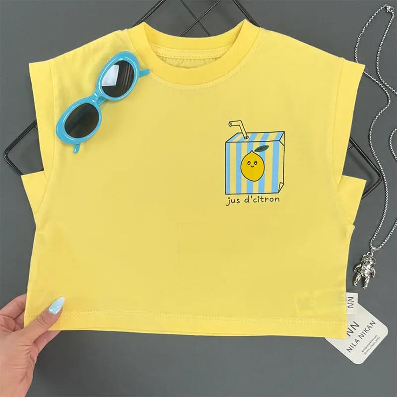 وست باکسی بچگانه خنک تابستانه طرح لیمو (Lemon) کد 4396 — تصویر ۳