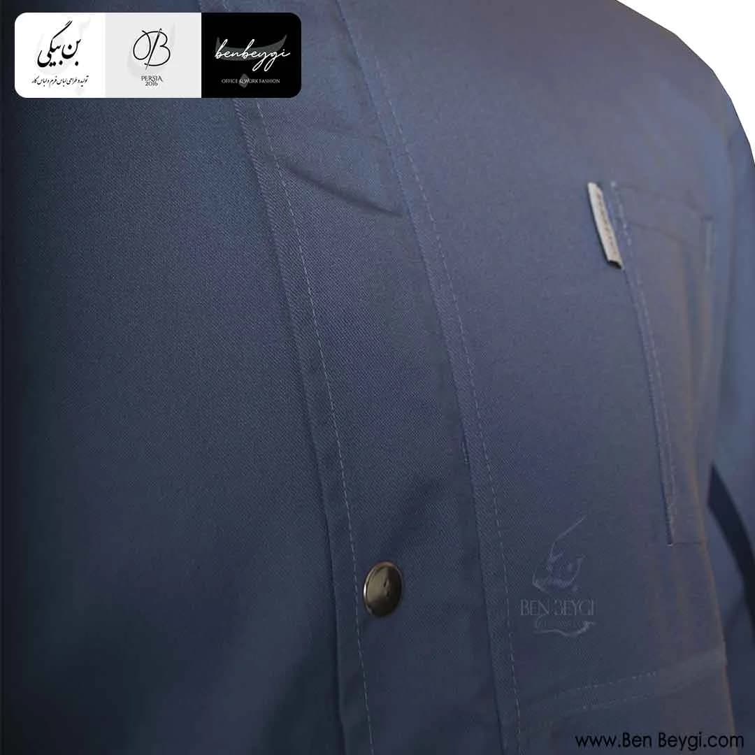 کاپشن کار با شلوار پارچه کجراه قاپک دار دو جیب درب دار یقه ایستاده رنگ طوسی کد 26643 — تصویر ۳
