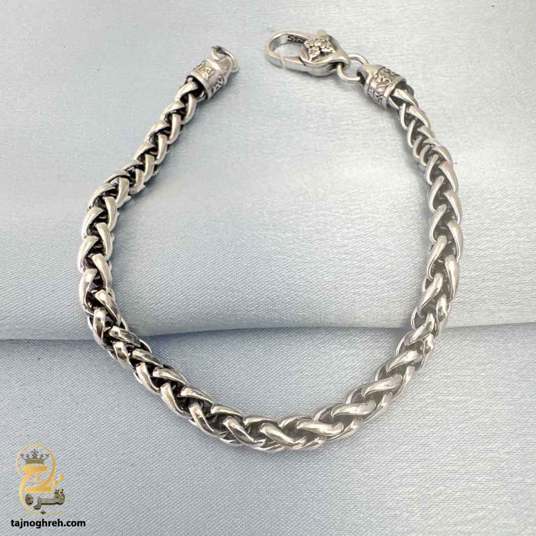دستبند نقره مردانه لاکچری گندمی مدل BSM B69