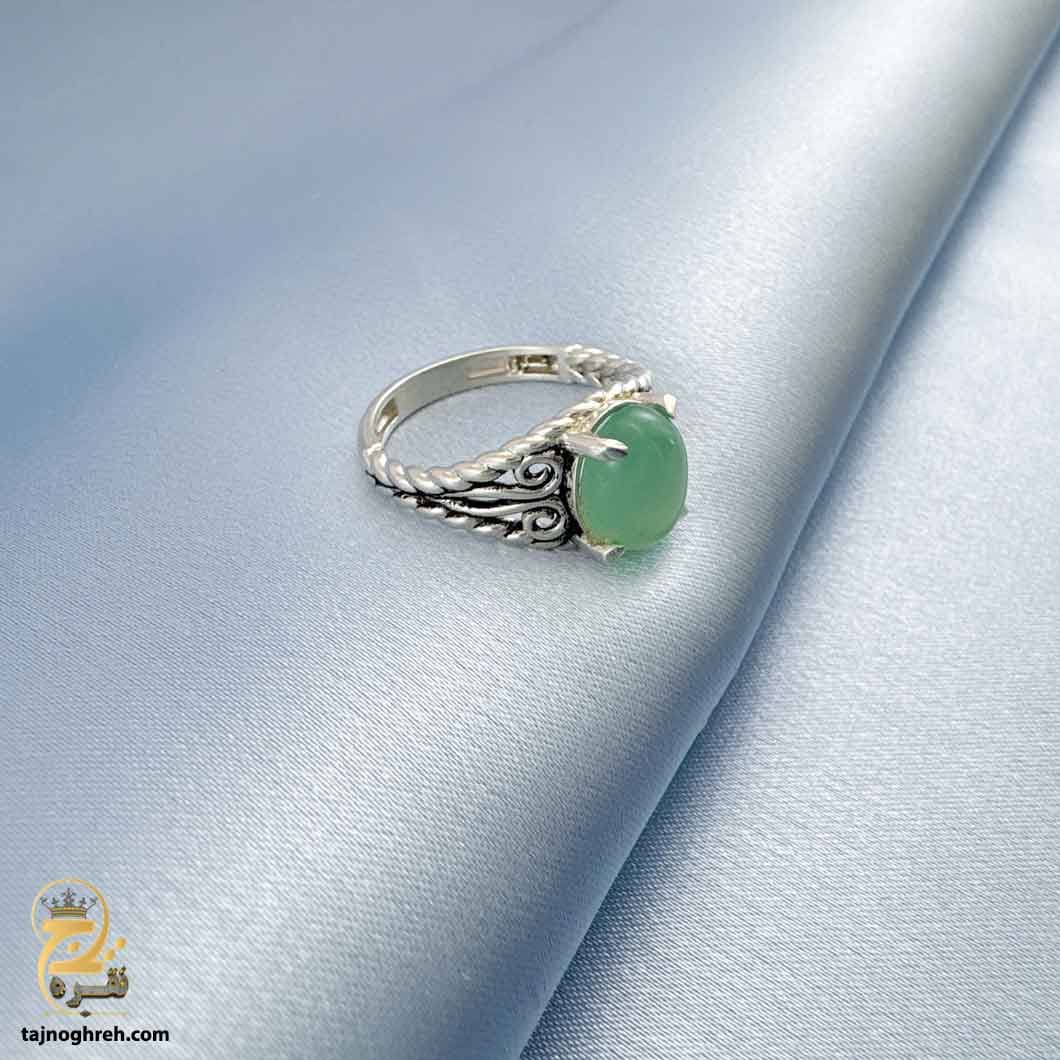 انگشتر نقره زنانه عقیق سبز مهتابی مدل RSW F42 — تصویر ۴