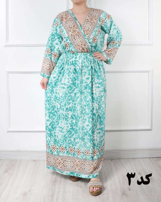 پیراهن نخی چپ و راستی حاشیه دار(حراج یک هفته ای) 6928 — تصویر ۴