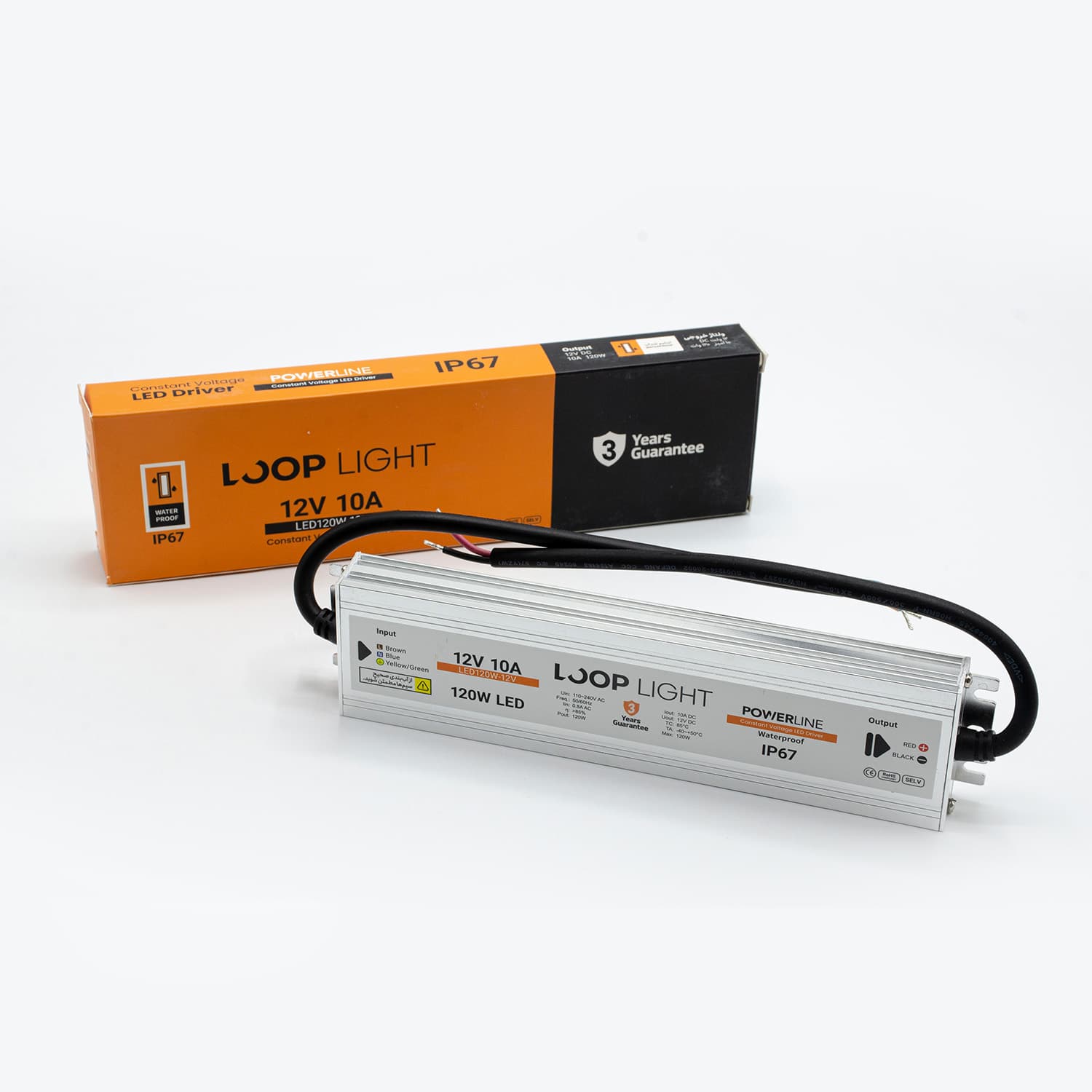 منبع تغذیه ضد آب 12 ولت 10 آمپر 120 وات مدل Waterproof برند لوپ لایت