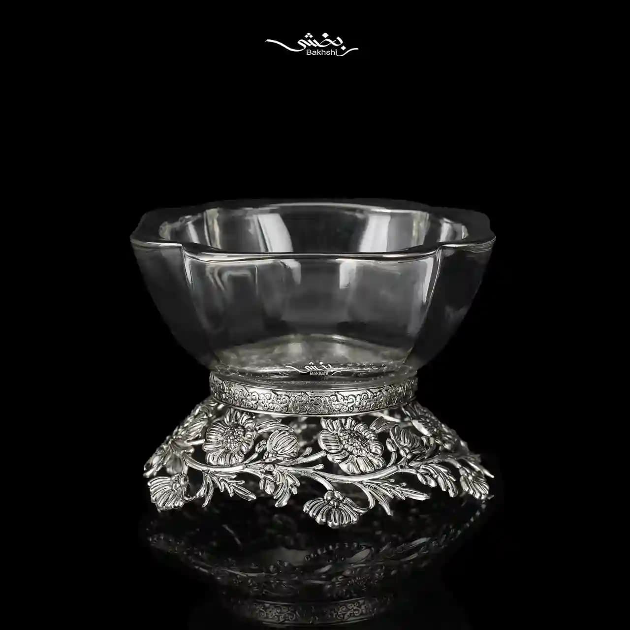 کاسه شش عددی کریستال نقره گل آفتاب گردان