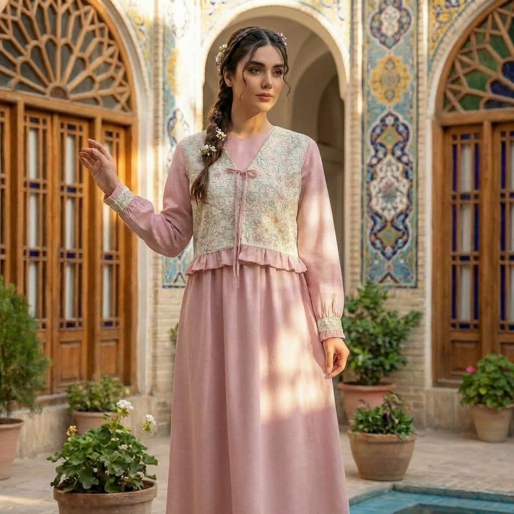 پیراهن جلیقه بلند سوزندوزی نورا