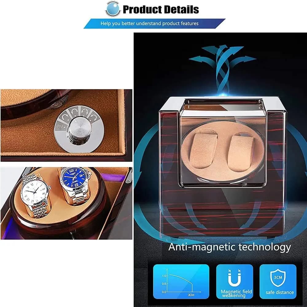 وایندر ساعت اتوماتیک دوتایی هومارکت | Homarket Automatic Watch Winder Double — تصویر ۴