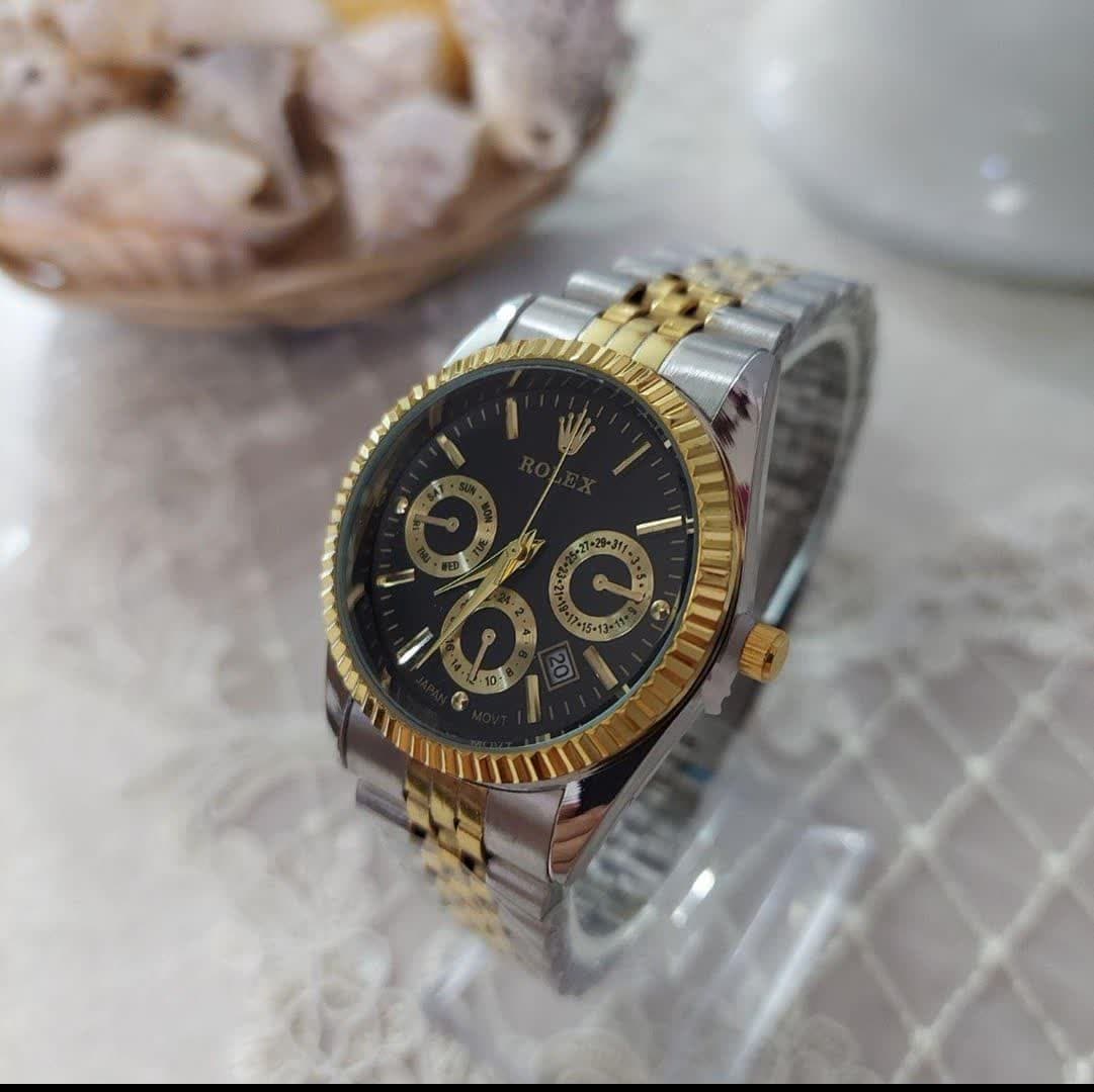 ساعت مچی ست زنانه مردانه رولکس Rolex صفحه مشکی — تصویر ۳