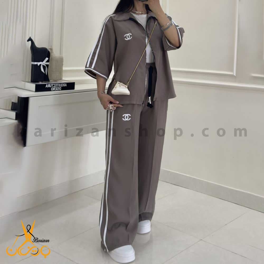 ست سویشرت و شلوار زنانه کتان سیلک چنل (فروش عمده)