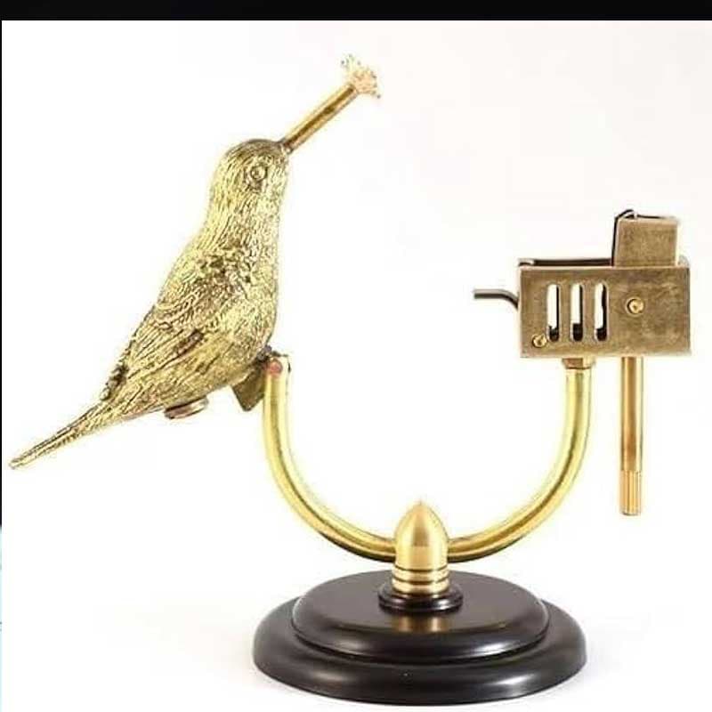 فندک گنجشک بنزینی برنجی ژاپنی اصل Bird lighter — تصویر ۴
