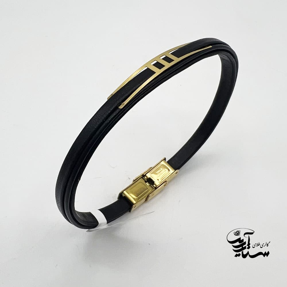 دستبند چرم و طلا کد 1167