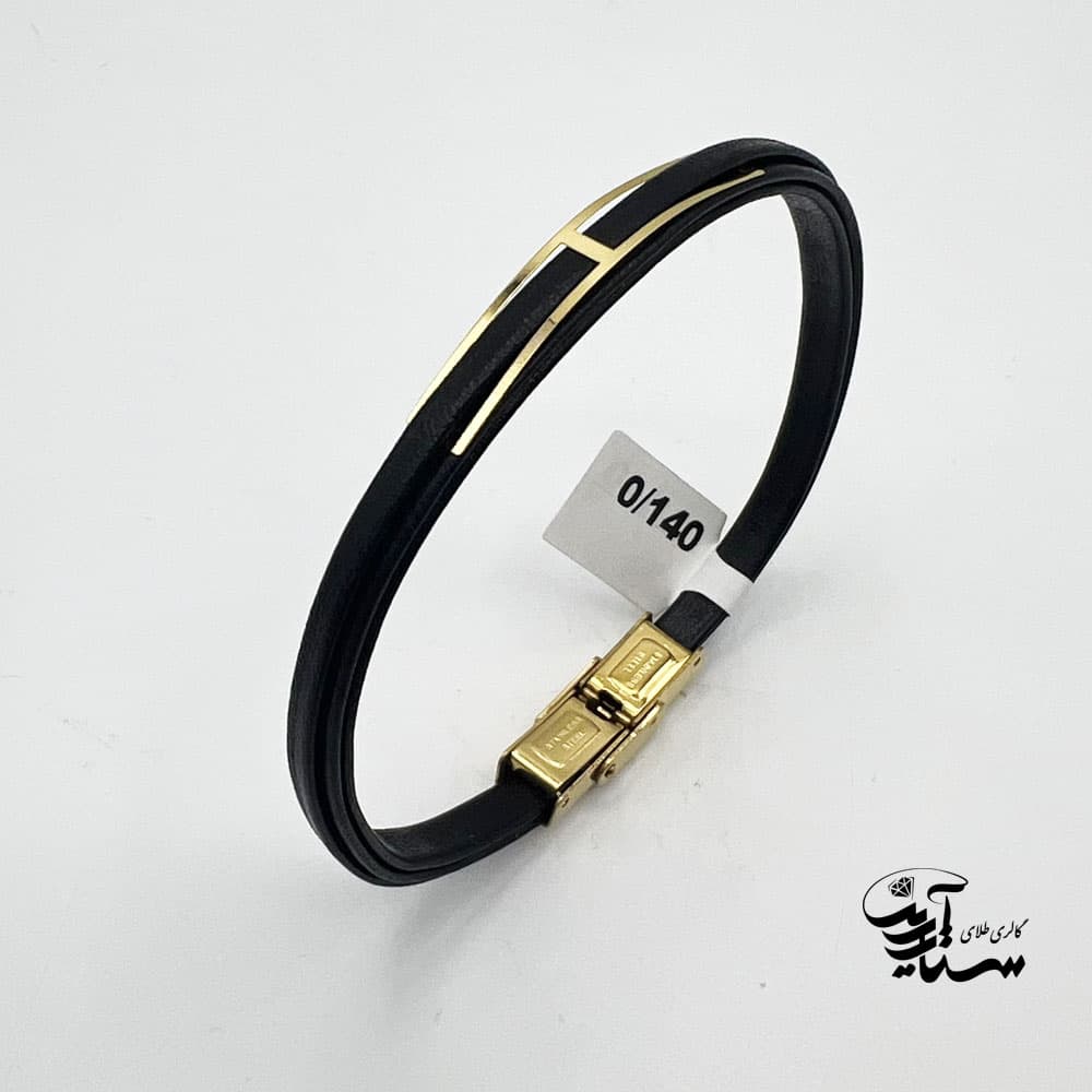 دستبند چرم و طلا کد 1166