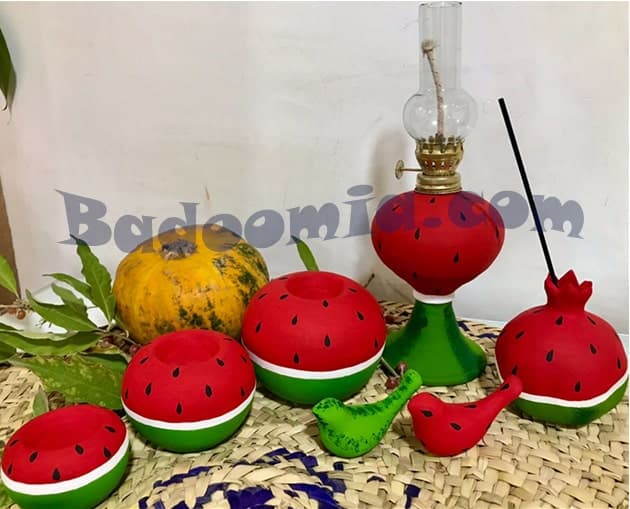 ست سفالی شب یلدا مدل مرغ آمین کد 1